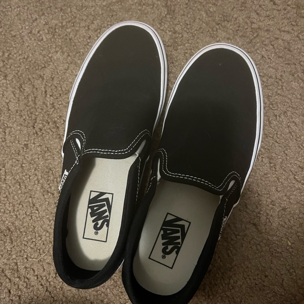 COPY - Slip on black and white vans size 8 worn once